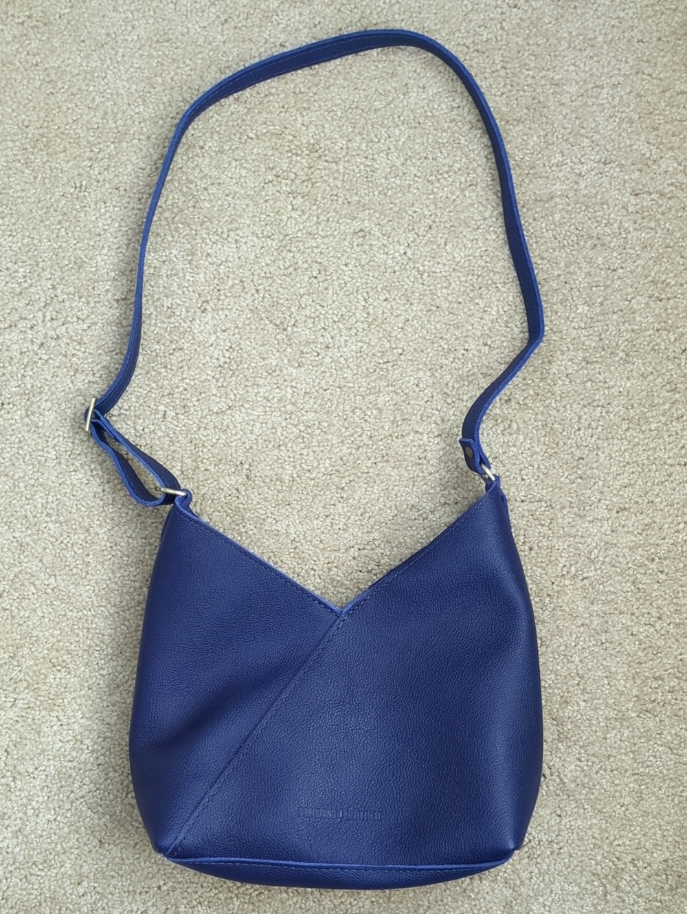 Portland Leather Cobalt Naomi  Pebbled Leather Shoulder Bag-small